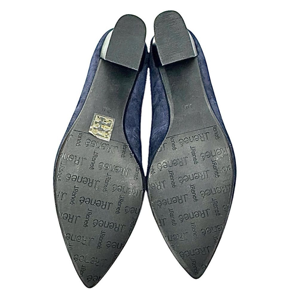 J. Renee Navy Blue Suede Lace-Up Low Heel Pumps - Picture 5 of 8